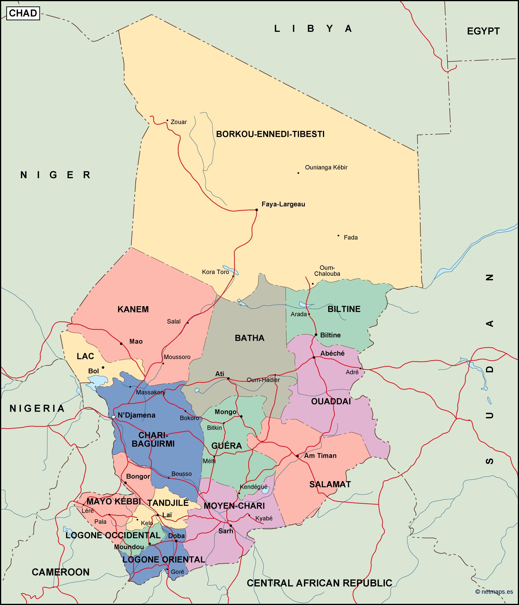 Chad political eps map vector
