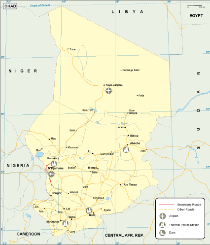 Chad transportation eps map vector