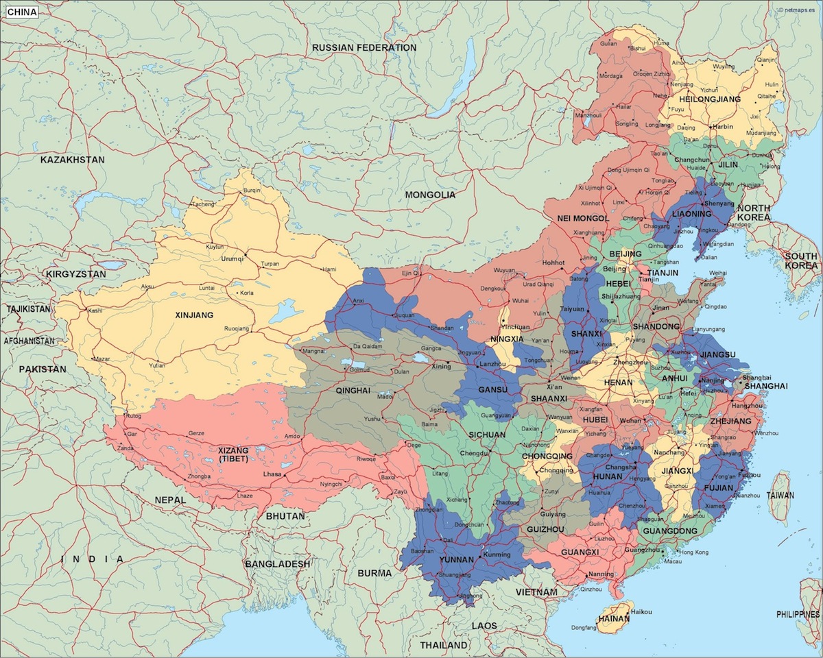 China political eps map vector