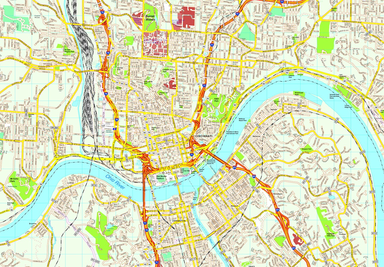 Cincinnati eps map vector