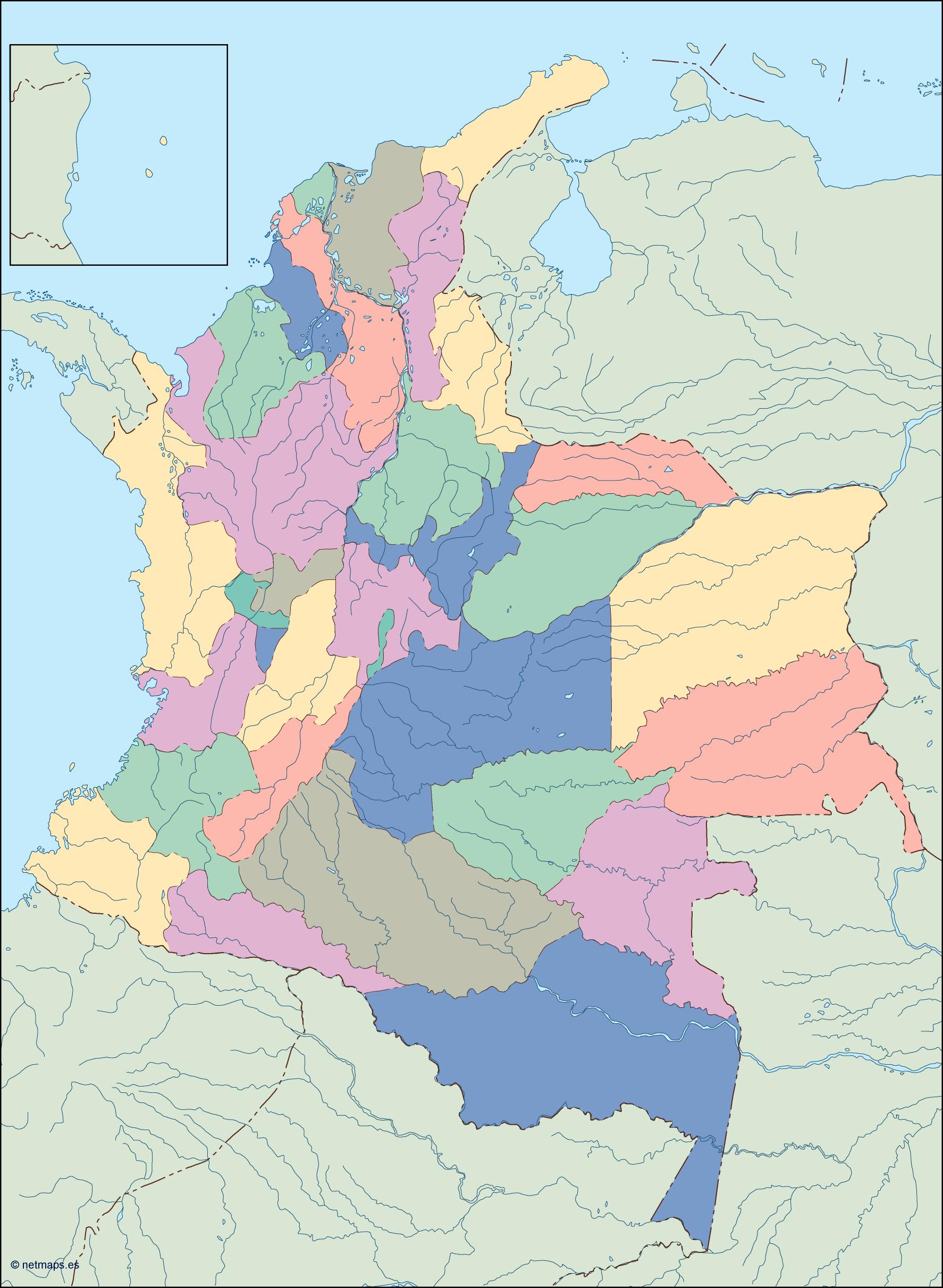 Colombia blind eps map vector