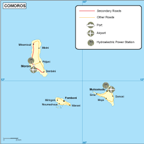 Comores transportation eps map vector