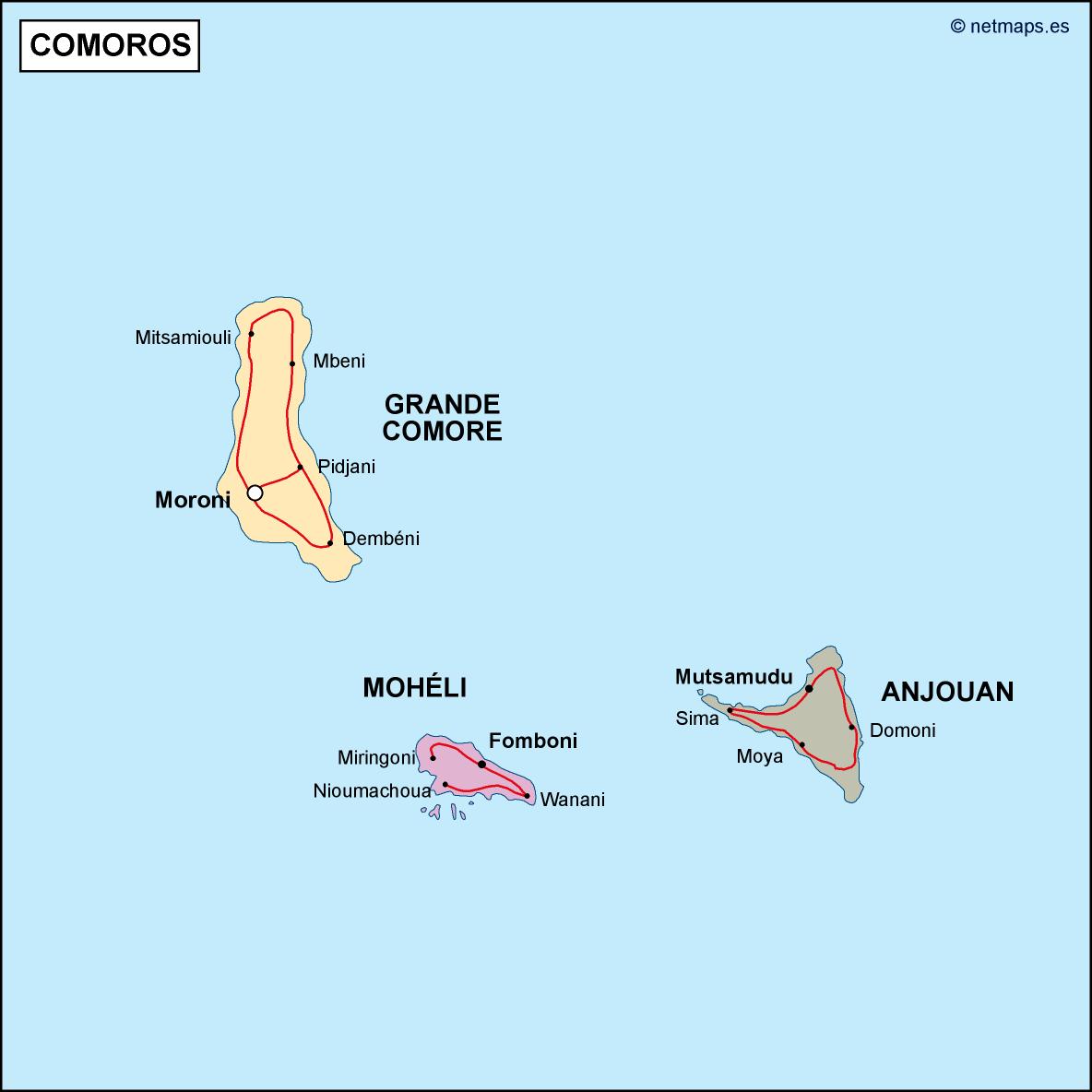 Comoros political eps map vector