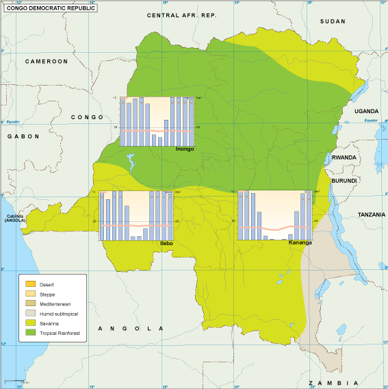 Congo Dem Rep climate eps map vector