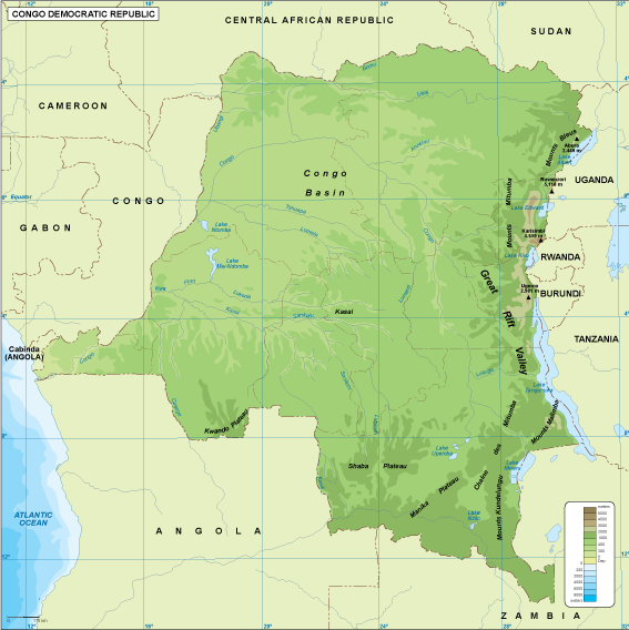 Congo Dem Rep physical eps map vector