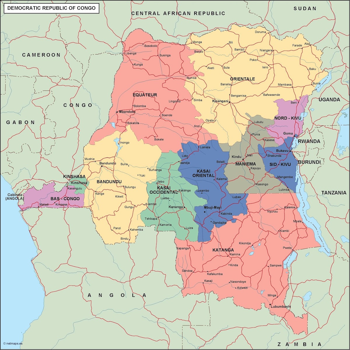 Congo dem rep political eps map vector