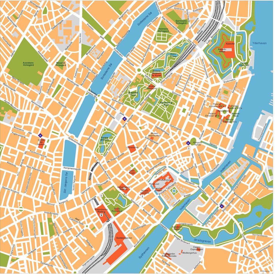 Copenhagen eps illustrator vector map