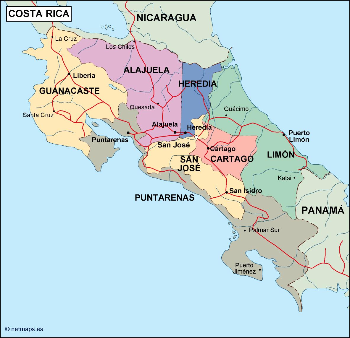 Costa rica political eps map vector