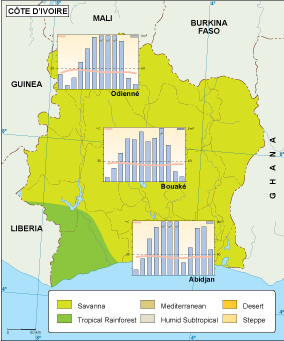 Ivory Coast climate eps map vector