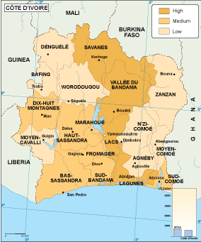 Ivory Coast economic eps map vector