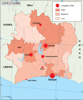 Ivory Coast population eps map vector