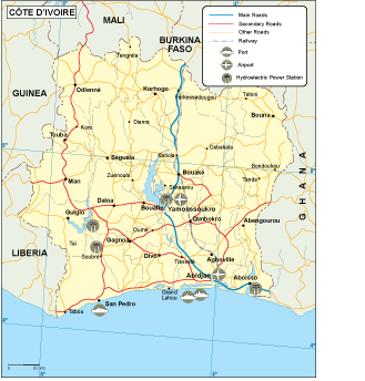 Ivory Coast transportation eps map vector
