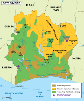 Ivory Coast vegetation eps map vector