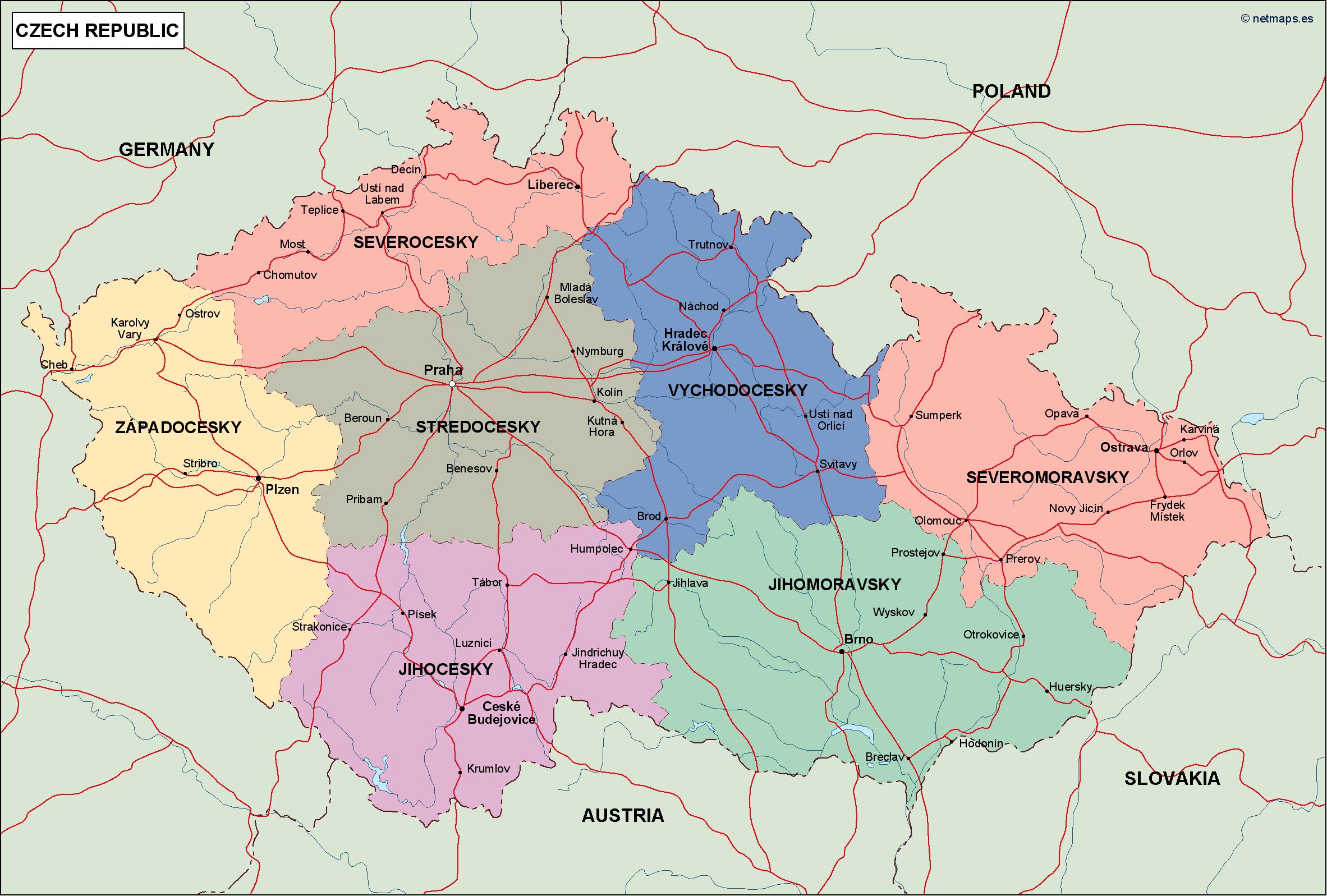 Czech republic political eps map vector