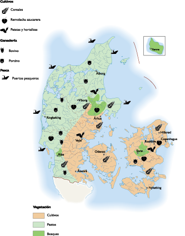 Denmark Agricultural eps map vector