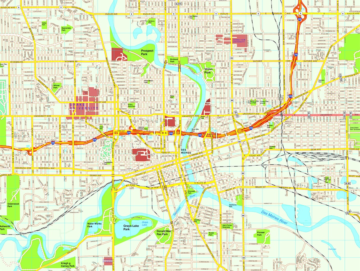 Des Moines eps map vector