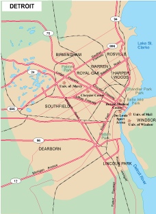 Detroit city eps map vector