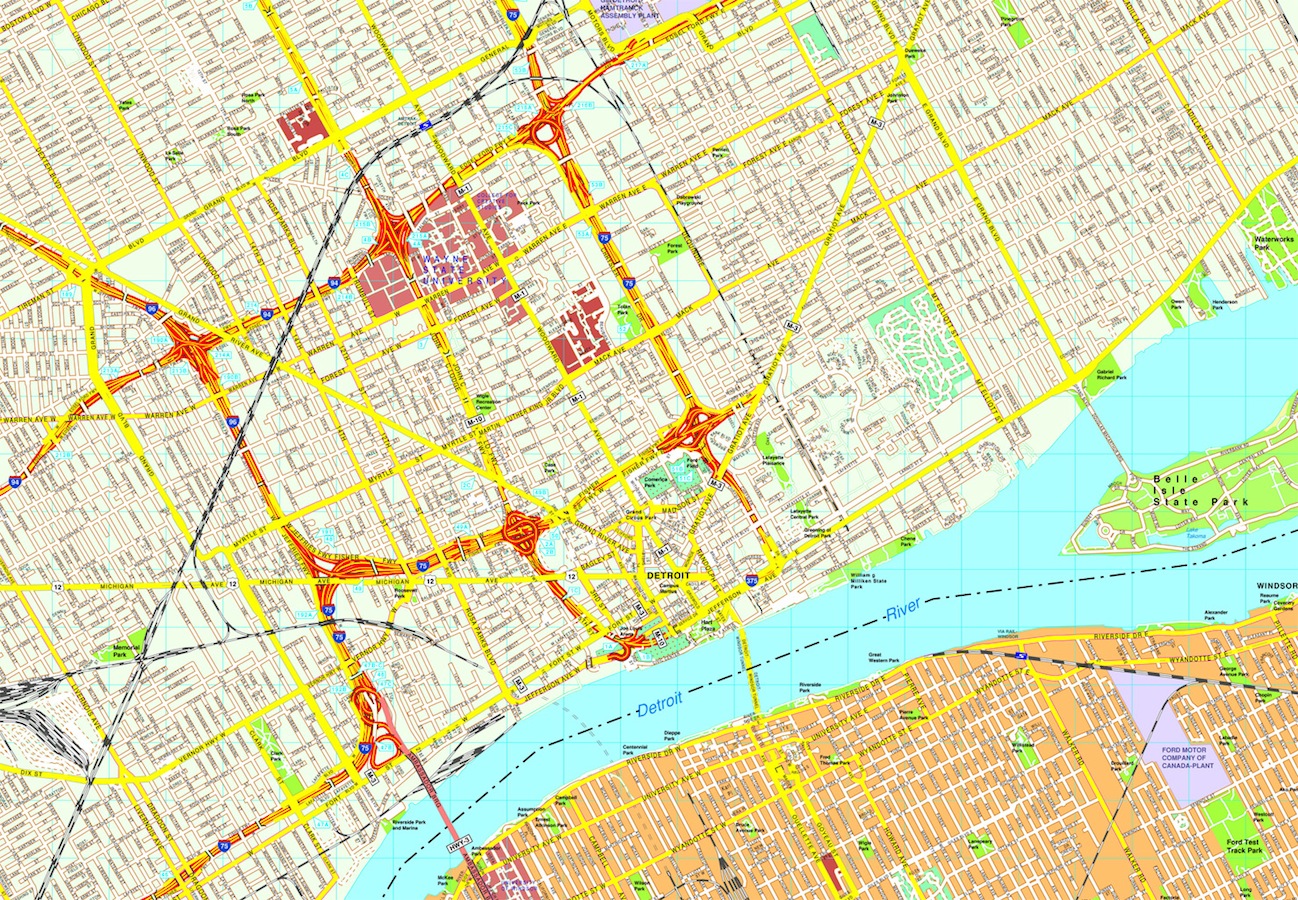 Detroit eps map vector