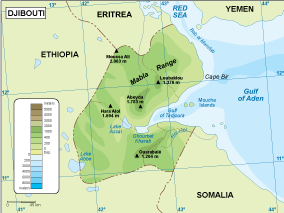 Djibouti physical eps map vector