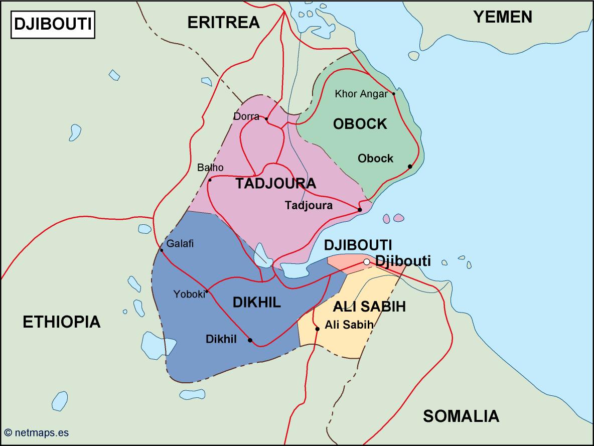Djibouti political eps map vector