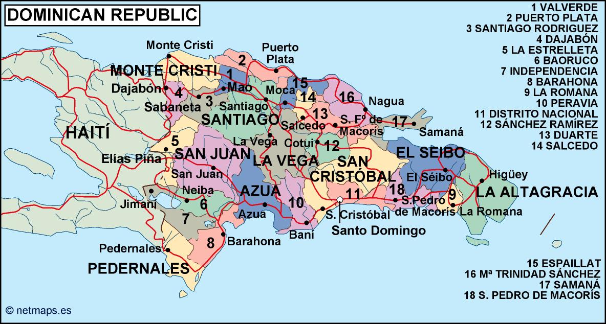Dominicana republic political eps map vector