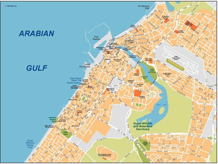 Dubai Illustrator eps map vector