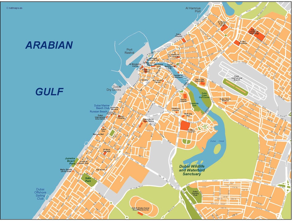 Dubai eps illustrator vector map