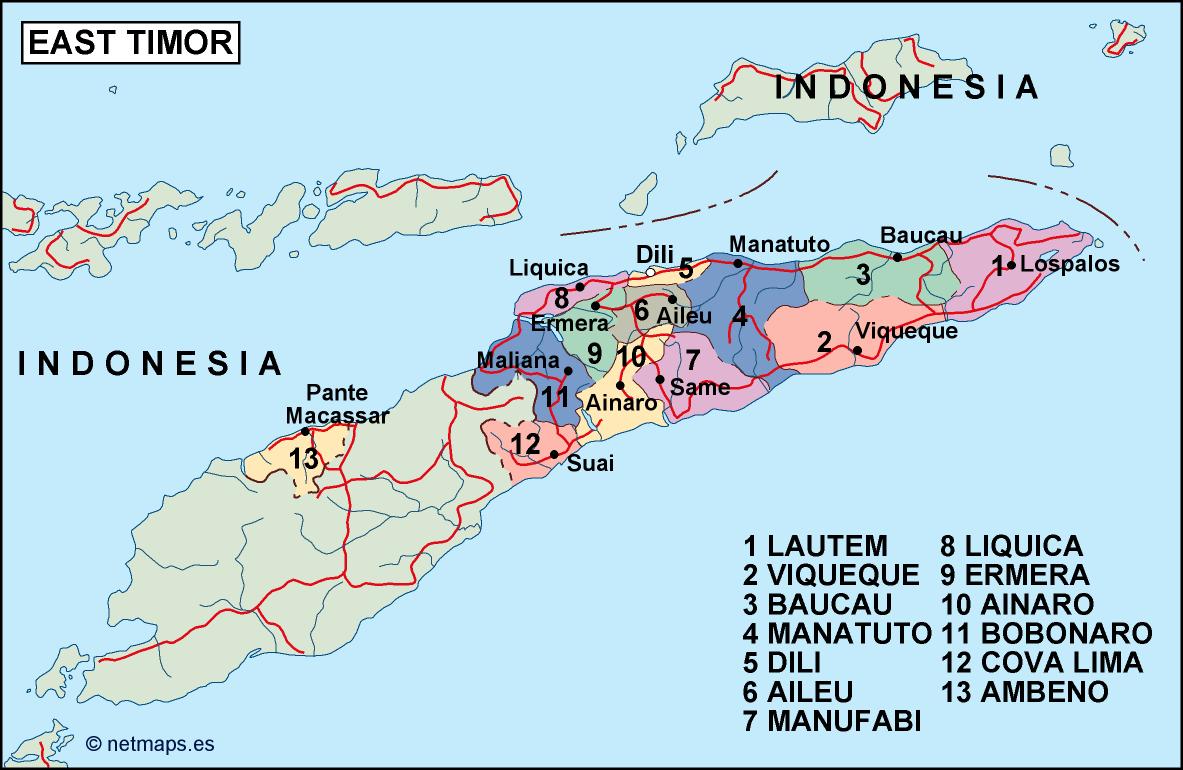 East timor political eps map vector