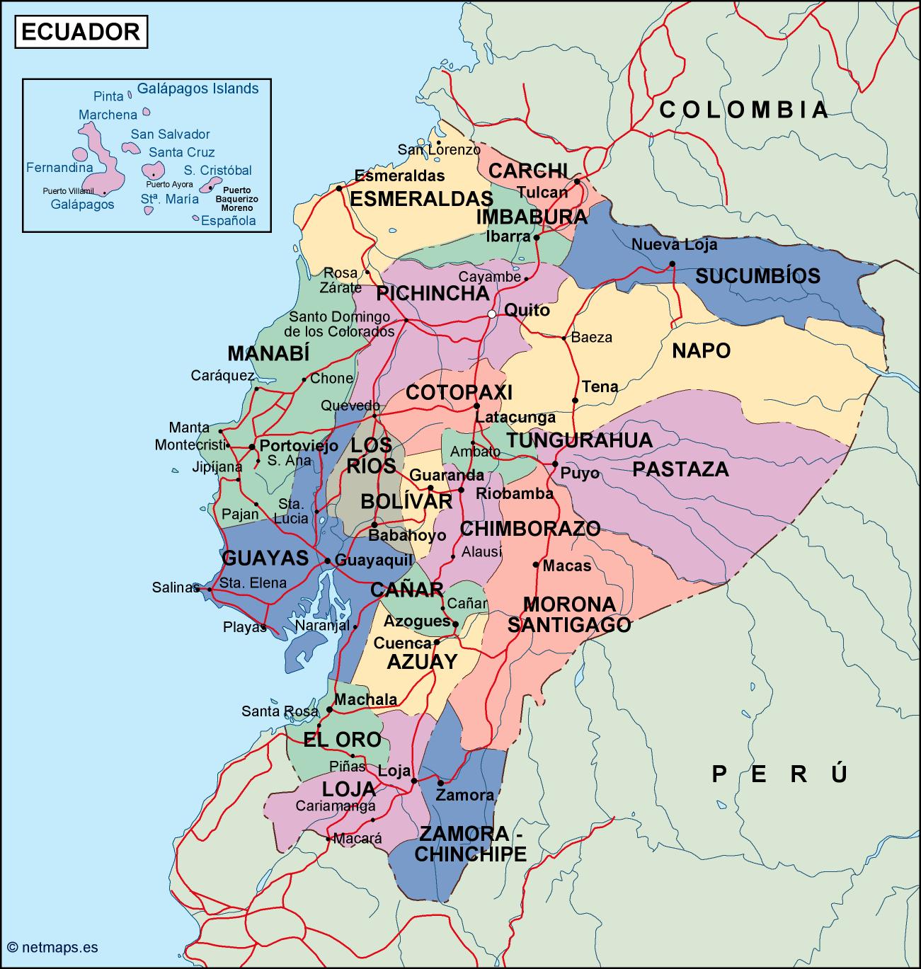 Ecuador political eps map vector