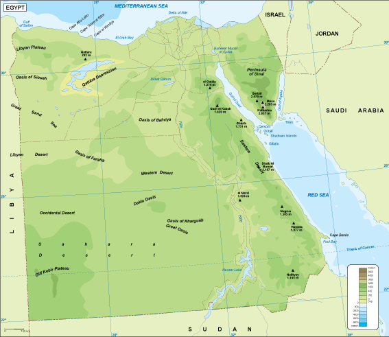 Egypt physical eps map vector