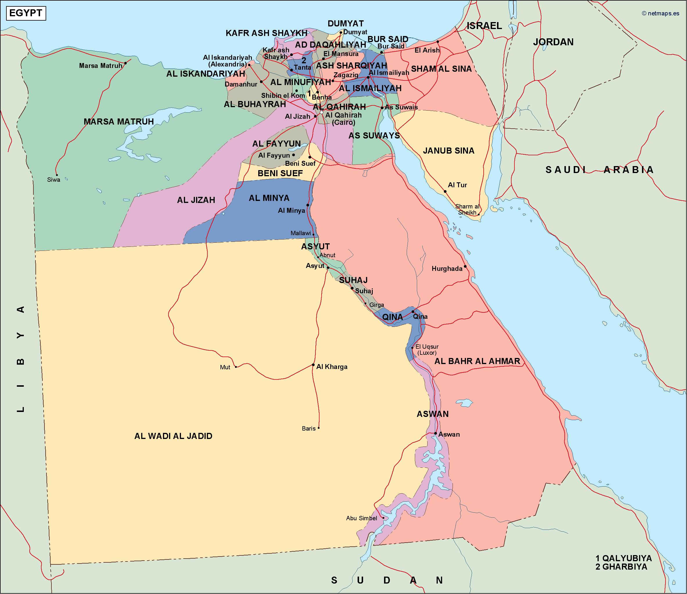 Egypt political eps map vector