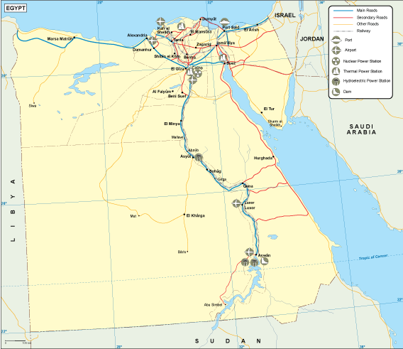 Egypt transportation eps map vector