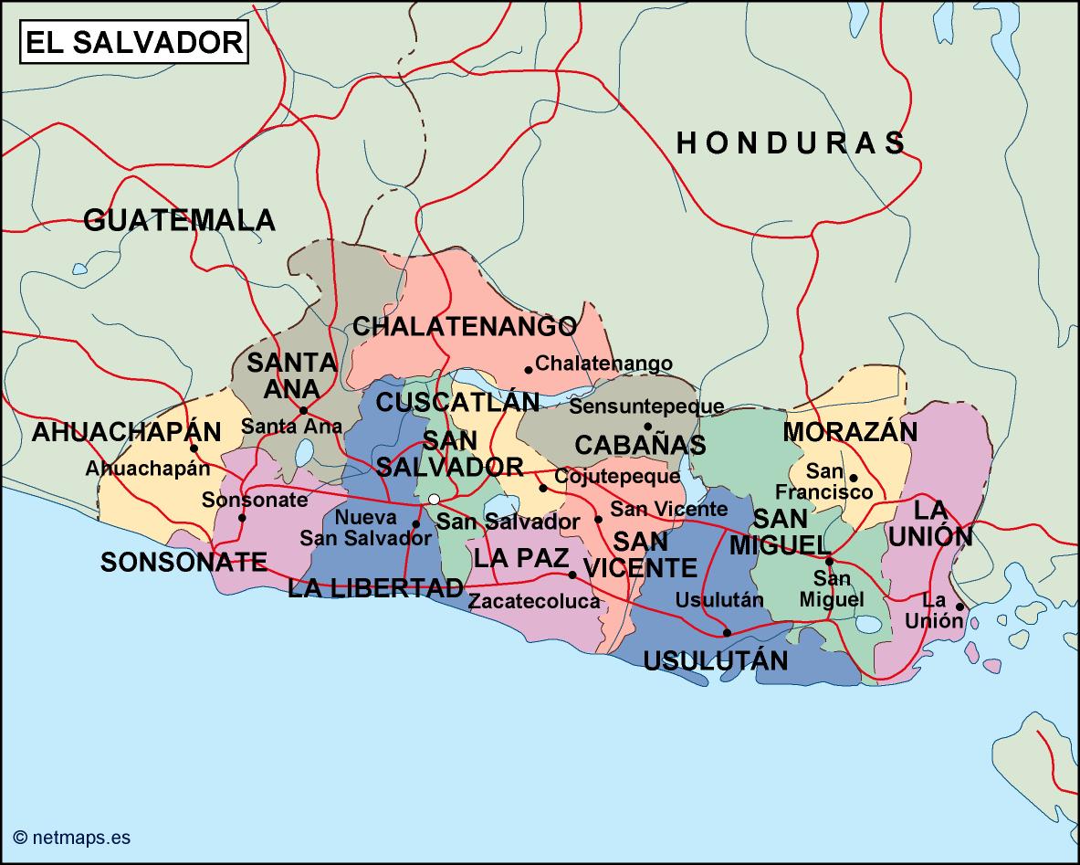 El salvador political eps map vector