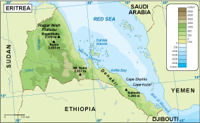 Eritrea physical eps map vector