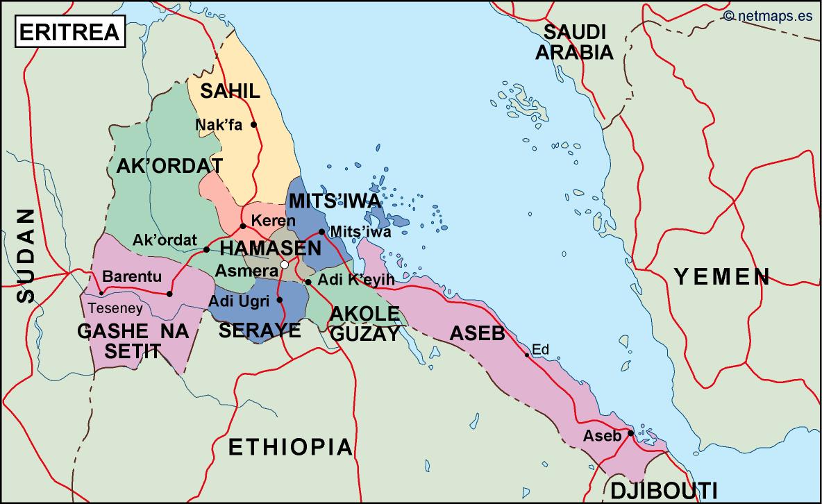 Eritrea political eps map vector