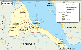 Eritrea transportation eps map vector