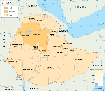 Ethiopia economic eps map vector