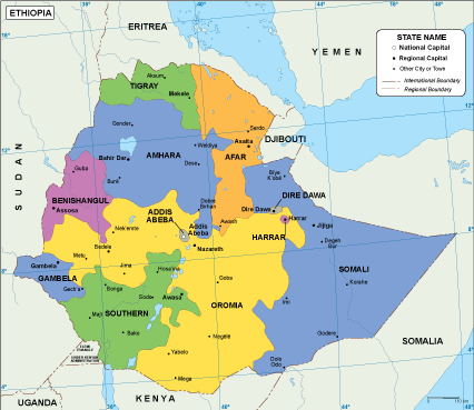 Ethiopia EPS map vector