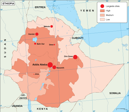 Ethiopia population eps map vector