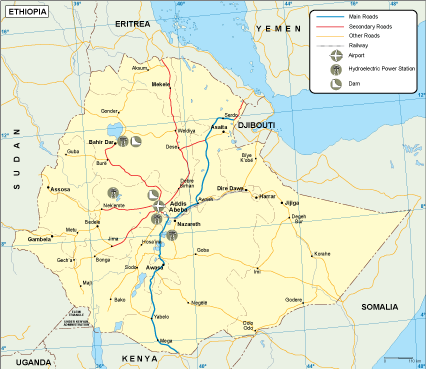 Ethiopia transportation eps map vector