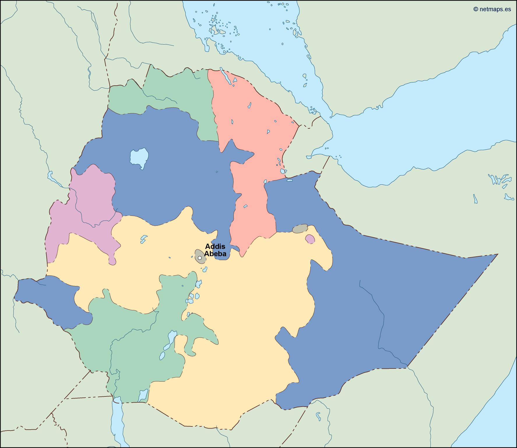 Ethiopia eps map vector