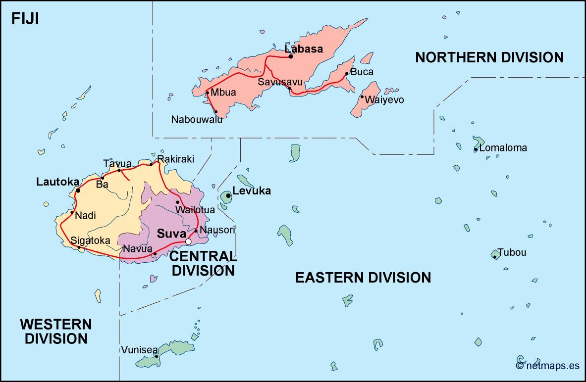 Fiji political eps map vector