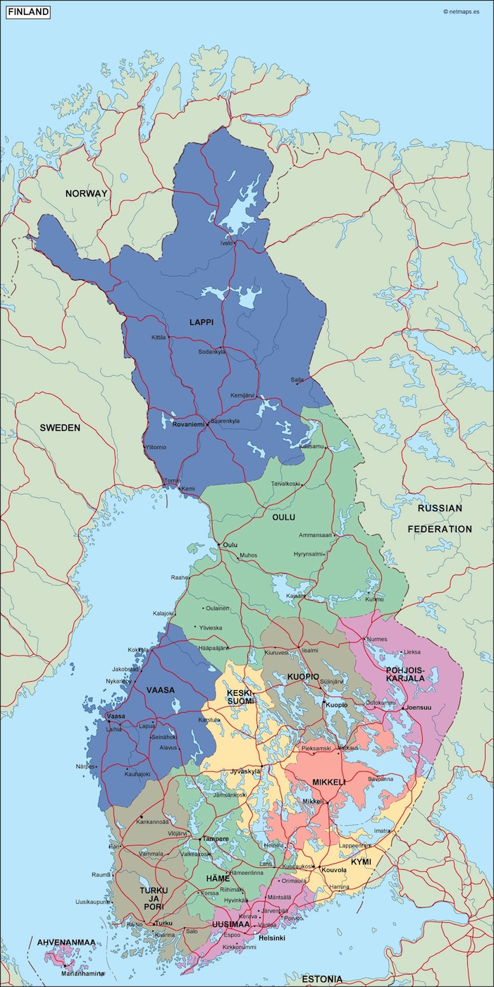 Finland political eps map vector