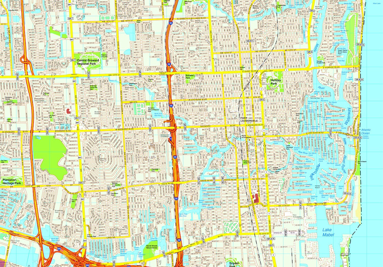 Fort Lauderdale eps map vector