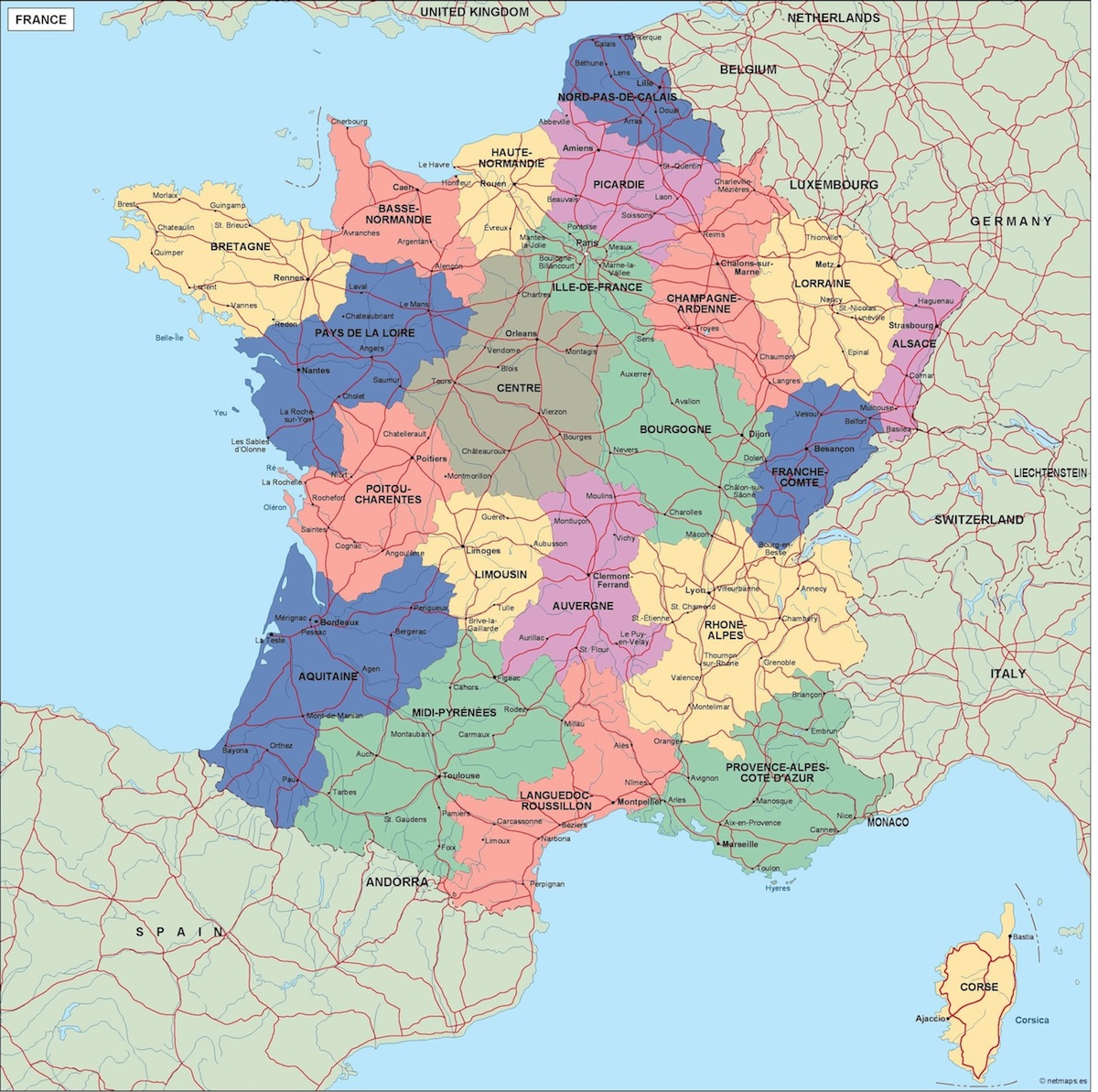 France political eps map vector