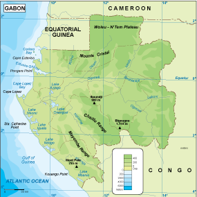 Gabon physical eps map vector
