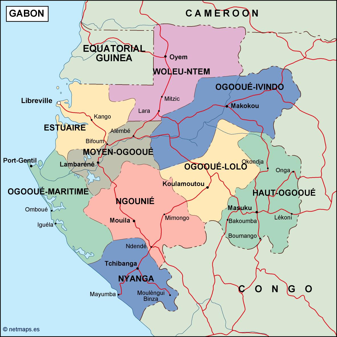 Gabon political eps map vector