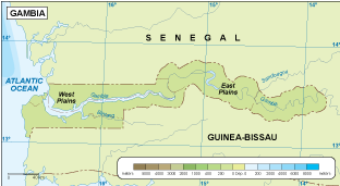 Gambia physical eps map vector