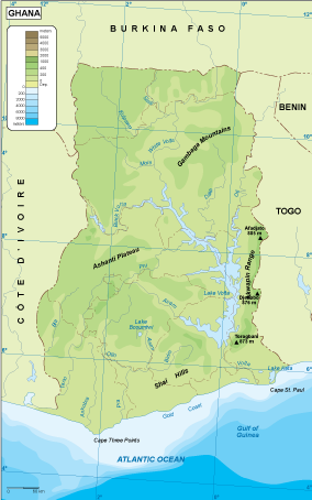 Ghana physical eps map vector