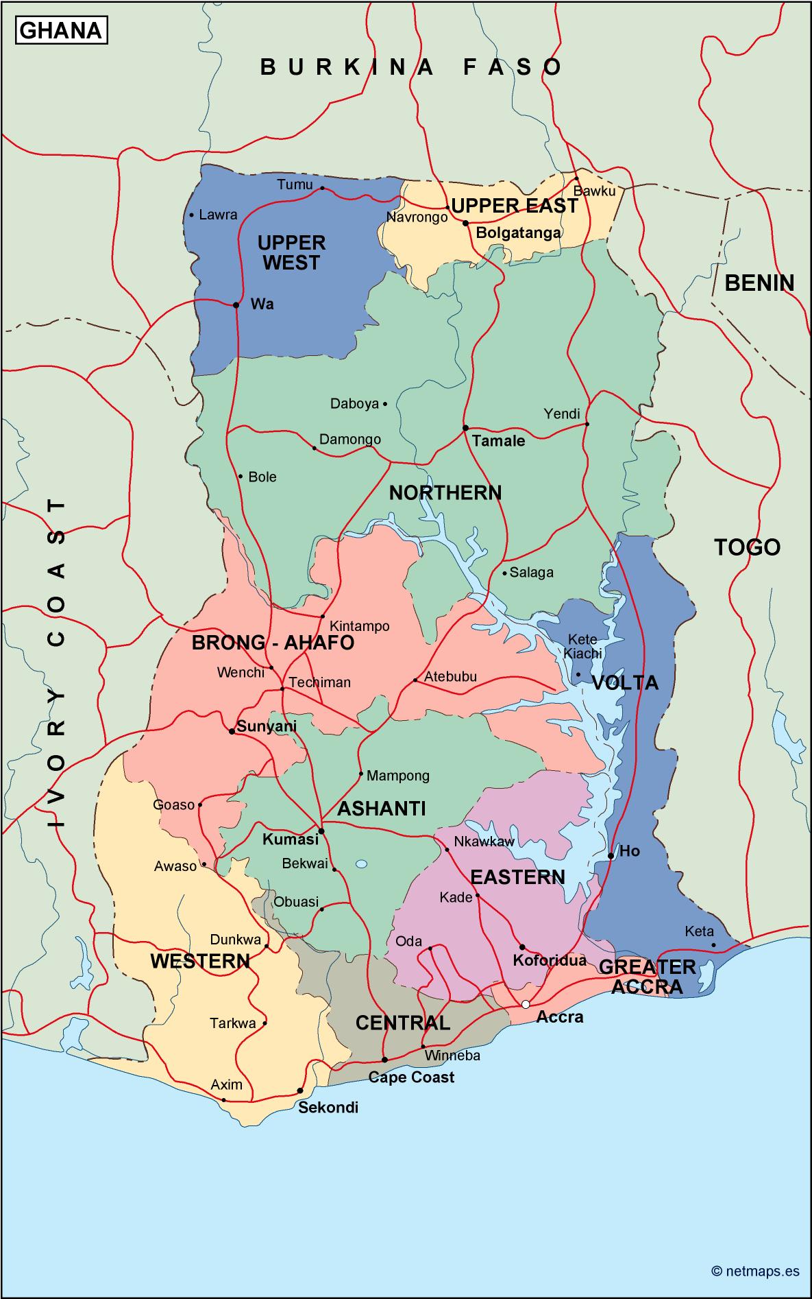 Ghana political eps map vector